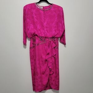 Vintage 80s Beaded and Sequined Silk Dress